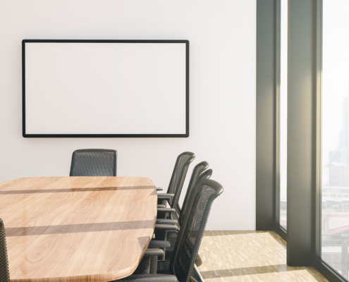 Projector Screen In Modern Conference Room